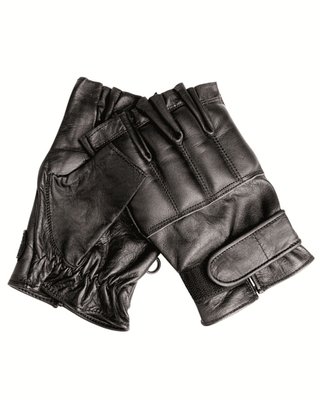 Перчатки Mil-Tec кожаные безпалые Defender (Вlack) 12516002-903 фото