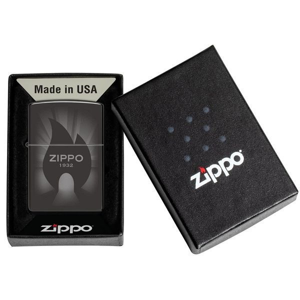 Запальничка ZIPPO Flame Icon 1932 Design, High Polish Black Lighter 46175 фото