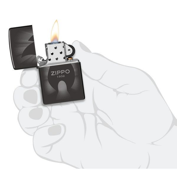 Запальничка ZIPPO Flame Icon 1932 Design, High Polish Black Lighter 46175 фото