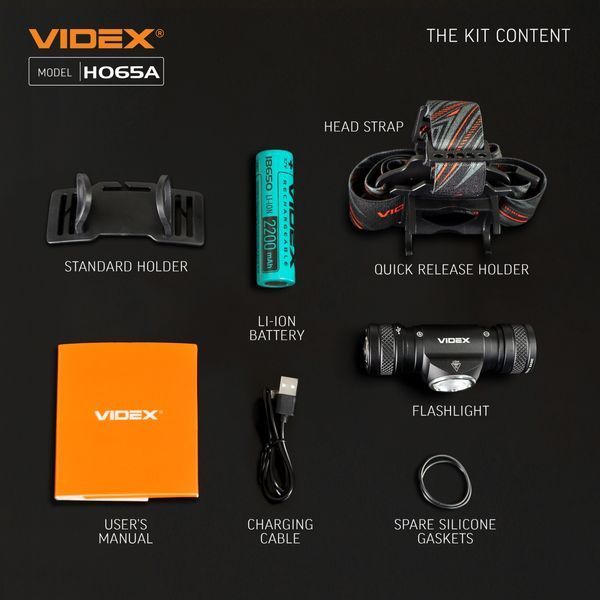 Ліхтарик налобний Videx світлодіодний VLF-H065A 1200Lm, 5000K VLF-H065A фото