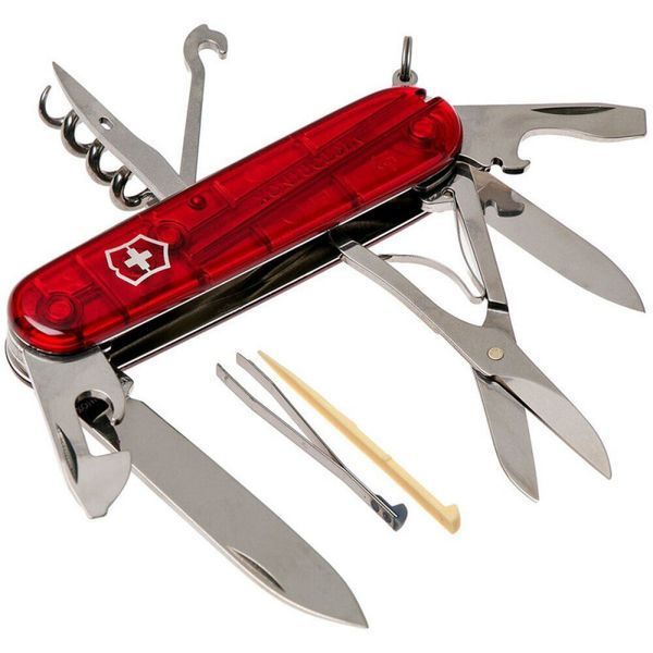 Ніж Victorinox Climber 91мм, 14 функцій, червоний прозорий Vx13703.T фото