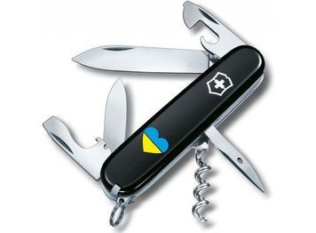 Ніж Victorinox Spartan Army (91мм, 12 функцій) чорний/ Серце синьо-жовте Vx13603.3_T1090u фото