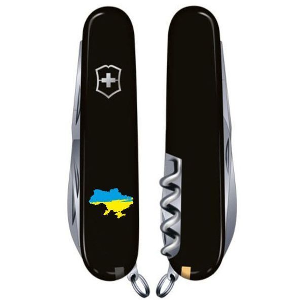 Ніж Victorinox Spartan Army (91мм, 12 функцій) чорний/ Мапа України синьо-жовта Vx13603.3_T1166u фото