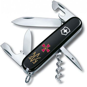 Ніж Victorinox Spartan Army (91мм, 12 функцій) чорний/ Емблема ЗСУ + Тризуб ЗСУ золот. Vx13603.3_W1015u фото