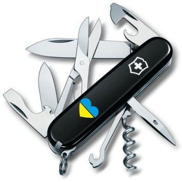Ніж Victorinox Climber Army (91мм, 14 функцій) чорний/ Серце синьо-жовте Vx13703.3_T1090u фото