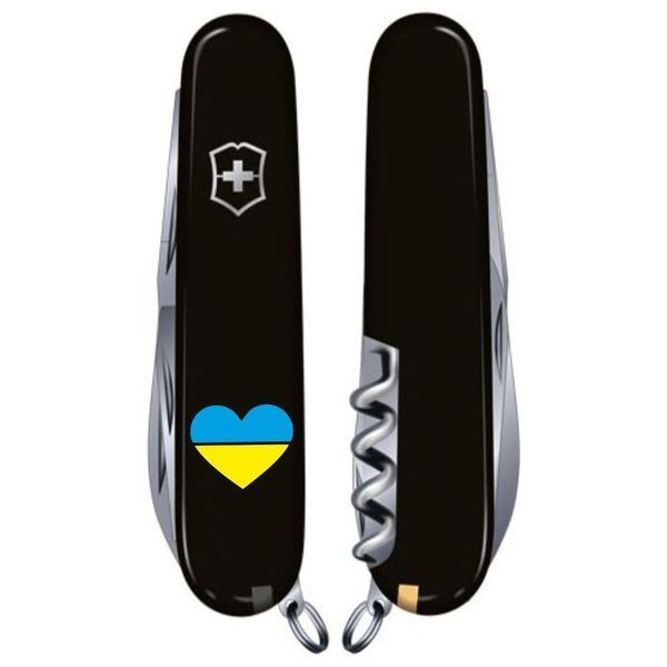 Ніж Victorinox Climber Army (91мм, 14 функцій) чорний/ Серце синьо-жовте Vx13703.3_T1090u фото