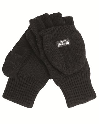Вязаные перчатки-варежки с утеплителем Thinsulatе, black 12545002 фото