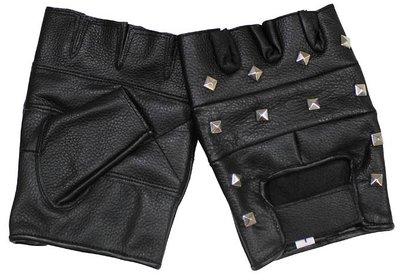 Перчатки байкерские обрезанные с клёпками (Black) - (Max Fuchs) 15504-M фото