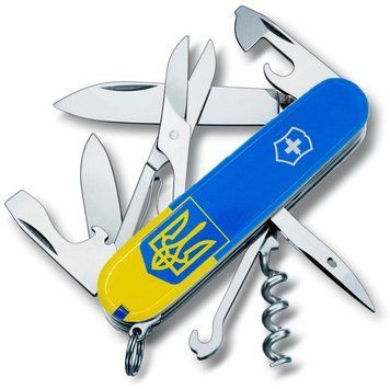 Ніж Victorinox Climber Ukraine (91мм, 14 функцій) Герб на прапорі/ вертикальний Vx13703.7_T3030p фото