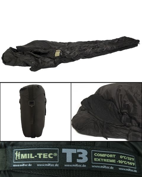 Мешок спальный Mil-Tec тактический T3 (Black) 14113903 фото