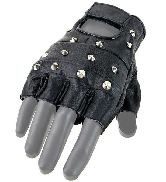 Перчатки Mil-Tec байкерские обрезанные с клёпками (Black) 12518002-905 фото