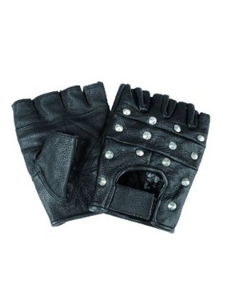 Перчатки Mil-Tec байкерские обрезанные с клёпками (Black) 12518002-904 фото