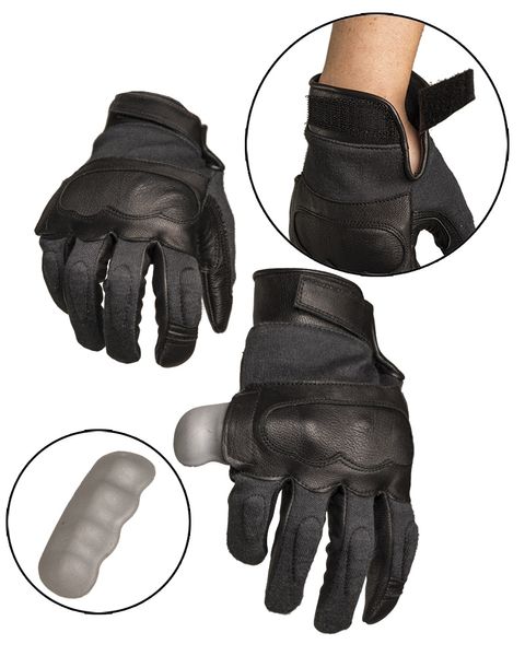 Перчатки Mil-Tec кожаные тактические с кевларовыми вставкам (Black) 12504202-902 фото