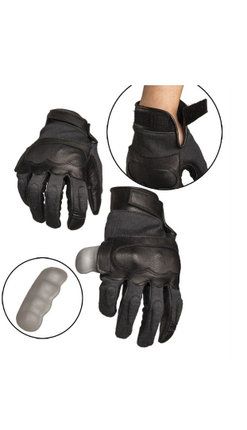 Перчатки Mil-Tec кожаные тактические с кевларовыми вставкам (Black) 12504202-903 фото