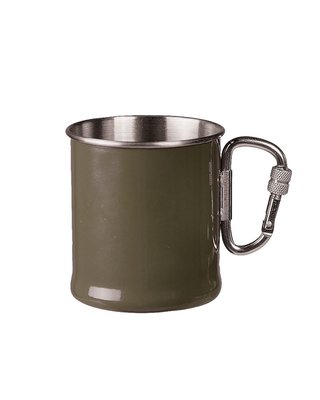 Кружка Mil-Tec военная стальная с карабином (Olive)(200 мл) 14608102 фото