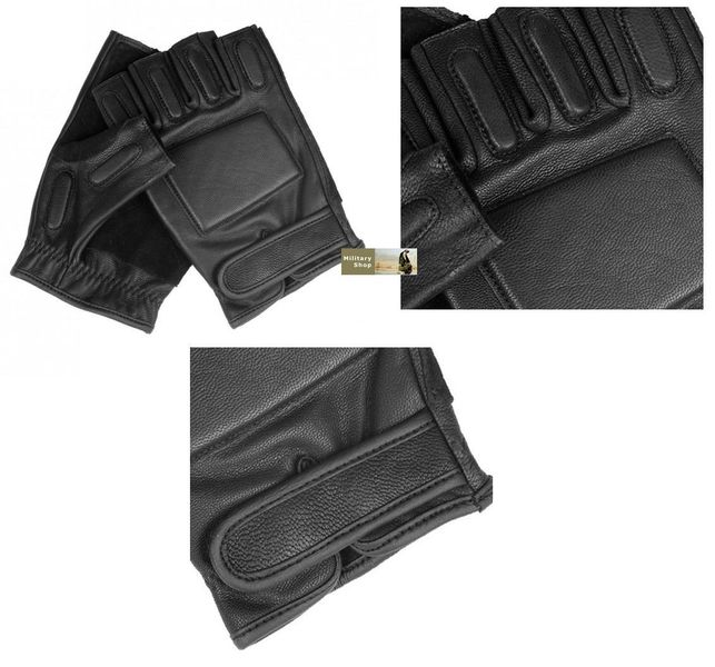 Перчатки Mil-Tec кожаные тактические беспалые, (Black) 12515002-903 фото